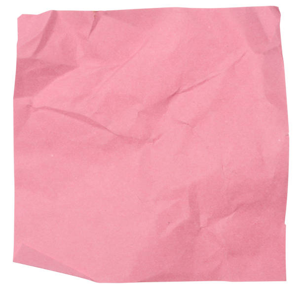 istock Crumpled pink sheet of paper on white isolated background, sticky note 1893172017