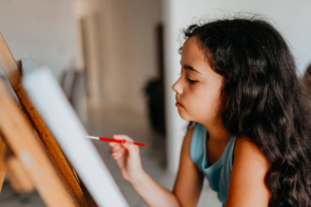 istock Little girl painting a canvas 1893181836