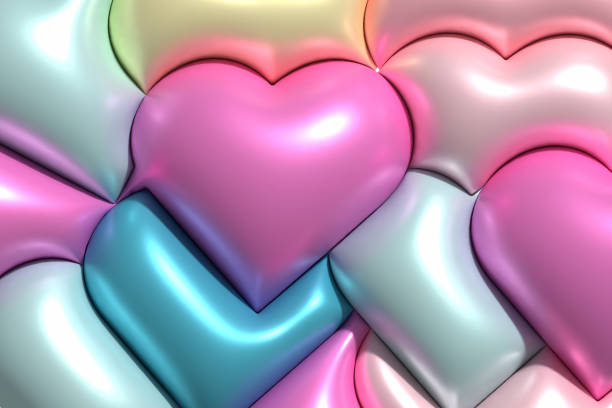 istock Pink and blue hearts, 3D rendering illustration 1893184946