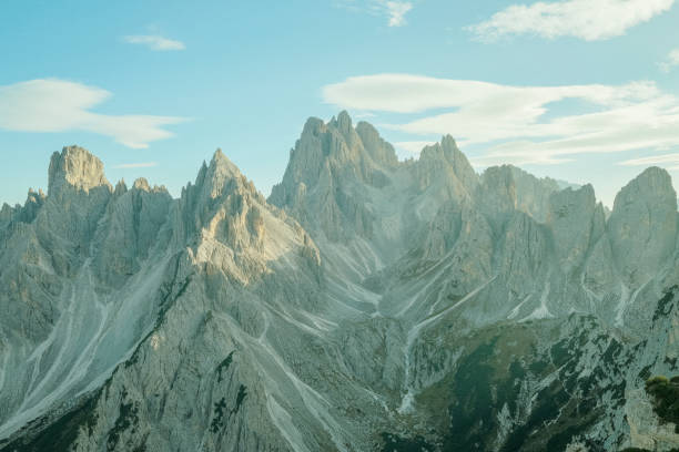 Raised view of rugged mountains