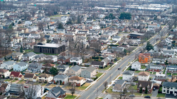 istock Crowded middle class neighborhood interstate and warehouses in background 1893202926