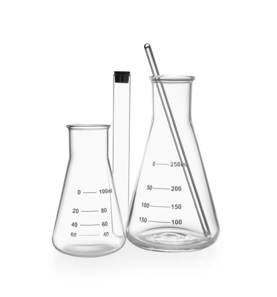 istock Empty flasks, test tube and stirring rod isolated on white 1893232952