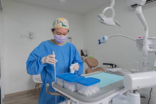 istock dentist cleaning equipment at clinic 1893250118