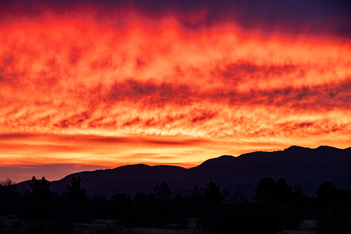 Desert landscape and sunset along Route 66, Arizona, USA