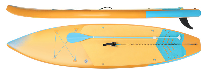 Yellow kayak in calm waters of Kolpa River.