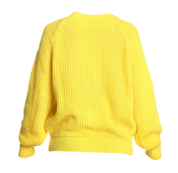 istock Yellow knitted sweater isolated on white, back view 1893361000