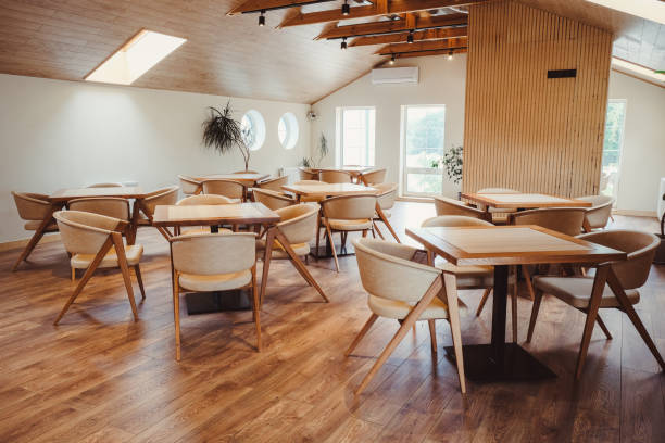 istock Designer dining room. Breakfast lunch dinner. Without people. 1893499371