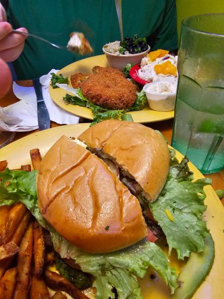istock Burger and fries at a restaurant 1893536997