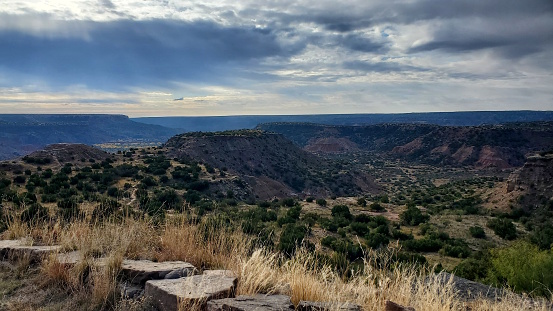 Explore Palo Duro Canyon’s vibrant landscape, where nature paints with a palette of rich reds, deep greens, and golden yellows.