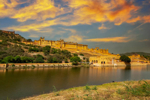 istock Amer Fort building against dramatic sky background. 1893612973