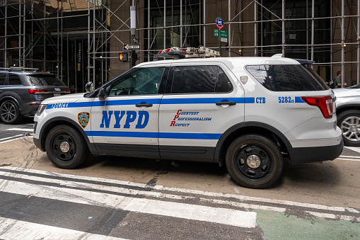 New York City, NY, USA - August 17, 2022: A Police cars on the street in New York City, USA.