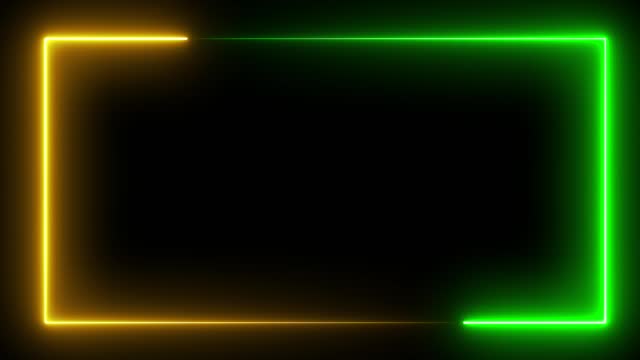 Colorful laser show seamless loop 4K border. Neon effect rectangle frame Loop background