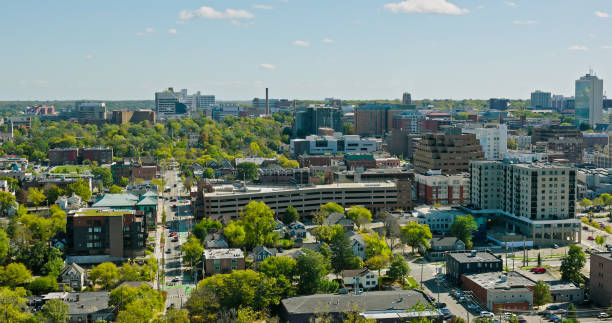 istock Ann Arbor, Michigan Cityscape on Mostly Clear Day - Drone Shot 1893714811