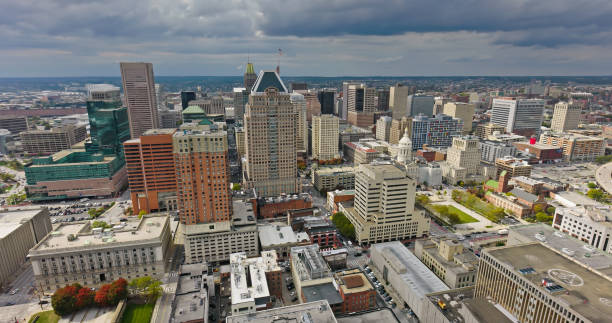 istock Office Towers in Downtown Baltimore - Aerial 1893777523