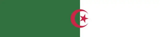 Vector illustration of Algeria flag. A long banner. Flag icon. Standard color. A rectangular flag. Computer illustration. Digital illustration. Vector illustration.