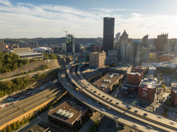 istock Drone View of Downtown Pittsburgh, Pennsylvania with Interstate 579 on a Mostly Clear Day 1893810485