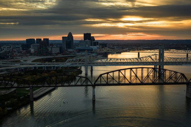 istock Dramatic Sunset Behind Ohio River and Downtown Louisville 1893840471