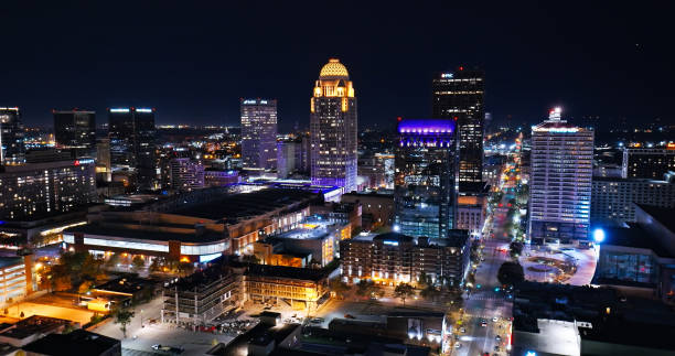istock Downtown Louisville, Kentucky on a Fall Night - Aerial 1893841552