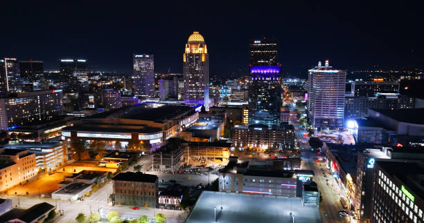 istock Downtown Louisville, Kentucky on a Fall Night - Drone Shot 1893841554