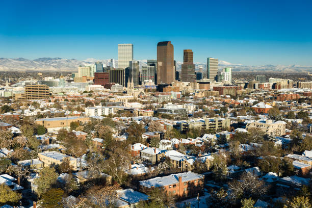istock Downtown Denver with Rocky Mountains in Background - Aerial View 1893873065