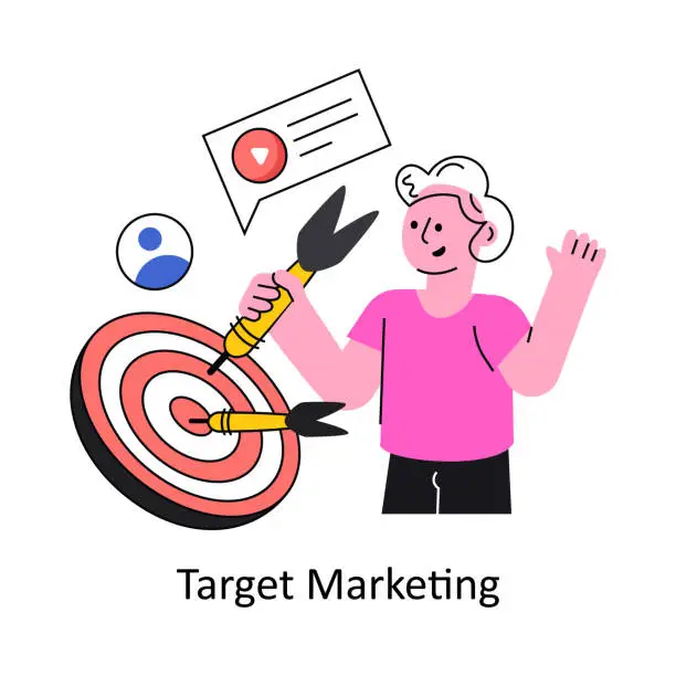 Vector illustration of Target Marketing vector Filled outline Design illustration. Symbol on White background EPS 10 File