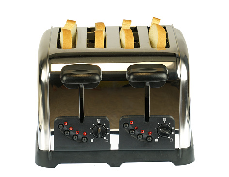insulated toaster on white background