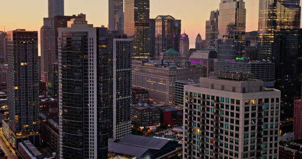 istock High Angle Shot of Chicago Loop Skyscrapers at Sunrise 1893884754