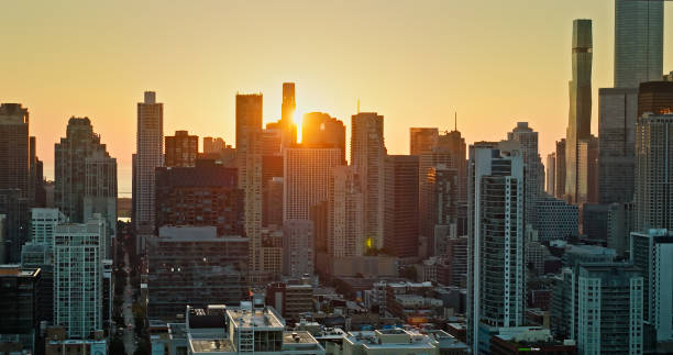 istock Drone Shot of Chicago Loop on a Fall Sunrise 1893884771