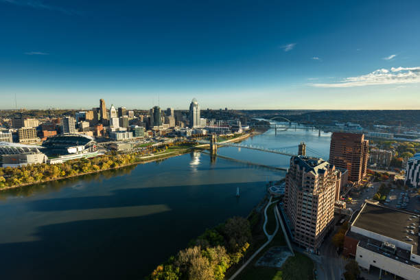 istock Covington, Kentucky overlooking Cincinnati, Ohio on a Sunny Fall Morning - Aerial 1893916921