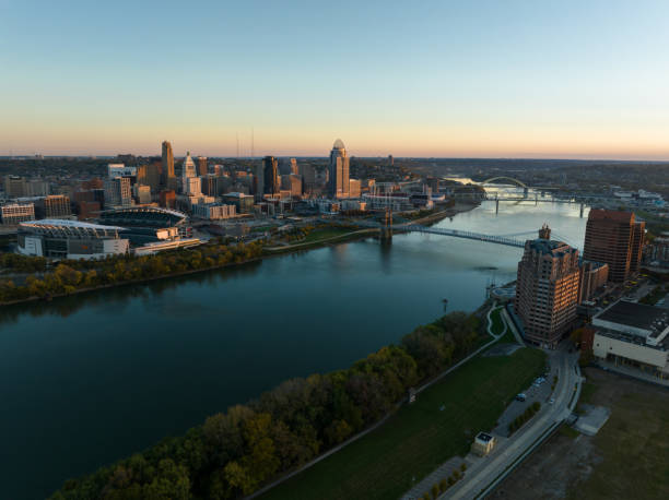 istock Downtown Cincinnati and Covington, Kentucky at Dawn - Drone Shot 1893916929