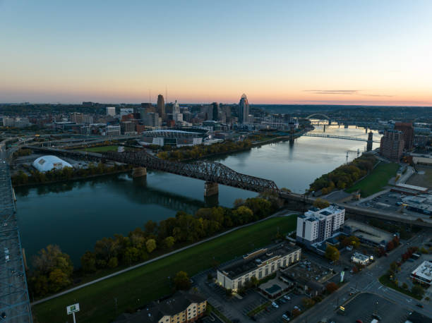 istock Drone View of Downtown Cincinnati and Covington, Kentucky at Dawn 1893916930