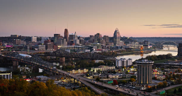 istock Downtown Cincinnati, Ohio from Covington, Kentucky at Sunrise - Drone Shot 1893917439