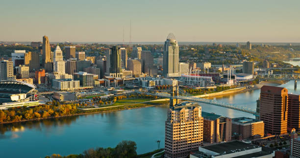istock Downtown Cincinnati, Ohio from Covington, Kentucky on a Fall Morning - Aerial Shot 1893917445