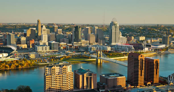 istock Downtown Cincinnati, Ohio from Covington, Kentucky on a Fall Morning - Drone Shot 1893917450