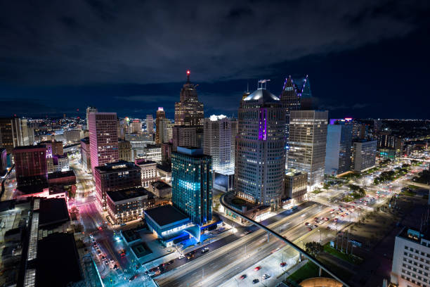 istock Aerial View of Downtown Detroit on a Fall Night 1893931485