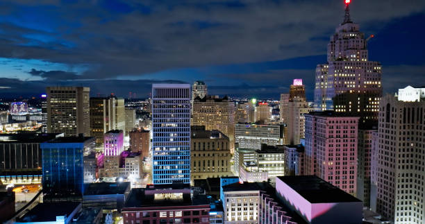 istock Drone View of Downtown Detroit on a Fall Evening 1893932569