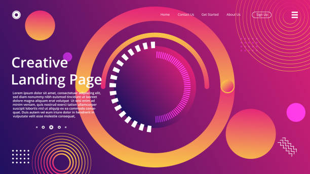 ilustrações de stock, clip art, desenhos animados e ícones de abstract orange and purple gradient circle background, design for landing page template - three dimensional car vibrant color circle