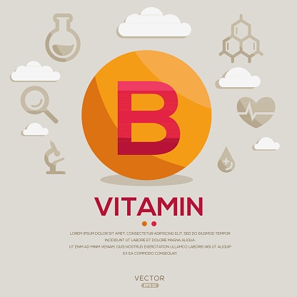 (Vitamin B) Label Design, contains letters and icons, Vector illustration.
