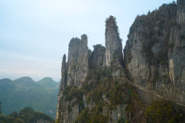 A mountain of huge pillars formed from Triassic limestone. Enshi Grand Canyon Qixingzhai Scenic Area, Enshi City, Hubei, China.