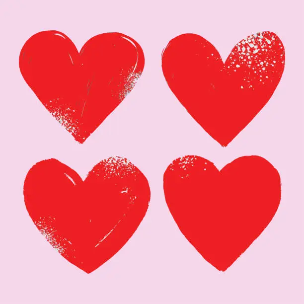 Spray painted textured red heart love collections Spray painted textured red heart love collections