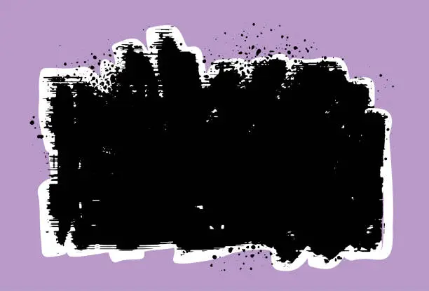 Vector illustration of Abstract collage of grunge paint brush smear copy space on purple background