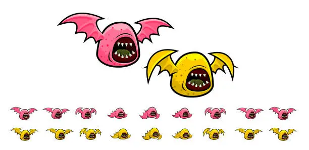Vector illustration of Alien Bat Monster Animated Character Sprite