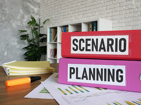 Scenario planning is shown using a text