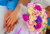 Bridal colorful bouquet flower. The Wedding flower.