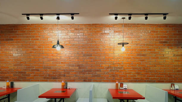 Cafe or Restaurant Decorate with Red Brick Wall and  lamp