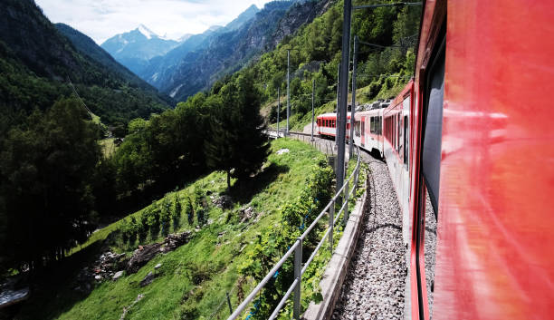istock Swiss Train Passing By Amazing Alps Landscape 1894343429