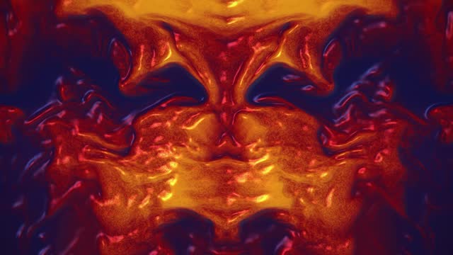 Bright and colorful digital animation of a flowing, fluid pattern with a mix of red, orange and yellow hues. 3d rendering 4K
