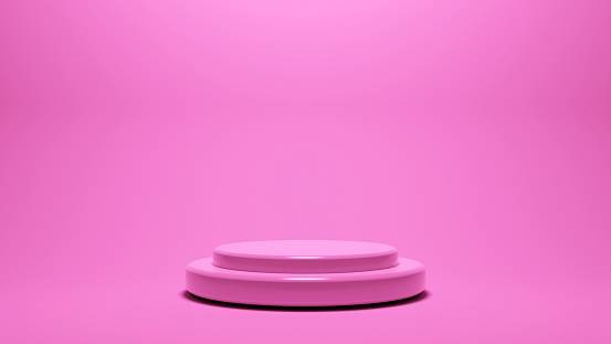 3D render of a pink podium, ideal for product and beauty presentation backgrounds. Elevate your content with this premium and stylish platform.