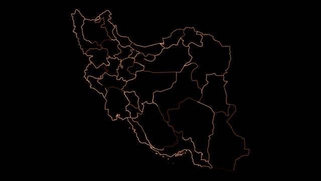 Iran Country Map with all States Neon Outline Animation.