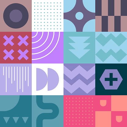 Colorful vector pattern illustration. Design elements include various shapes.